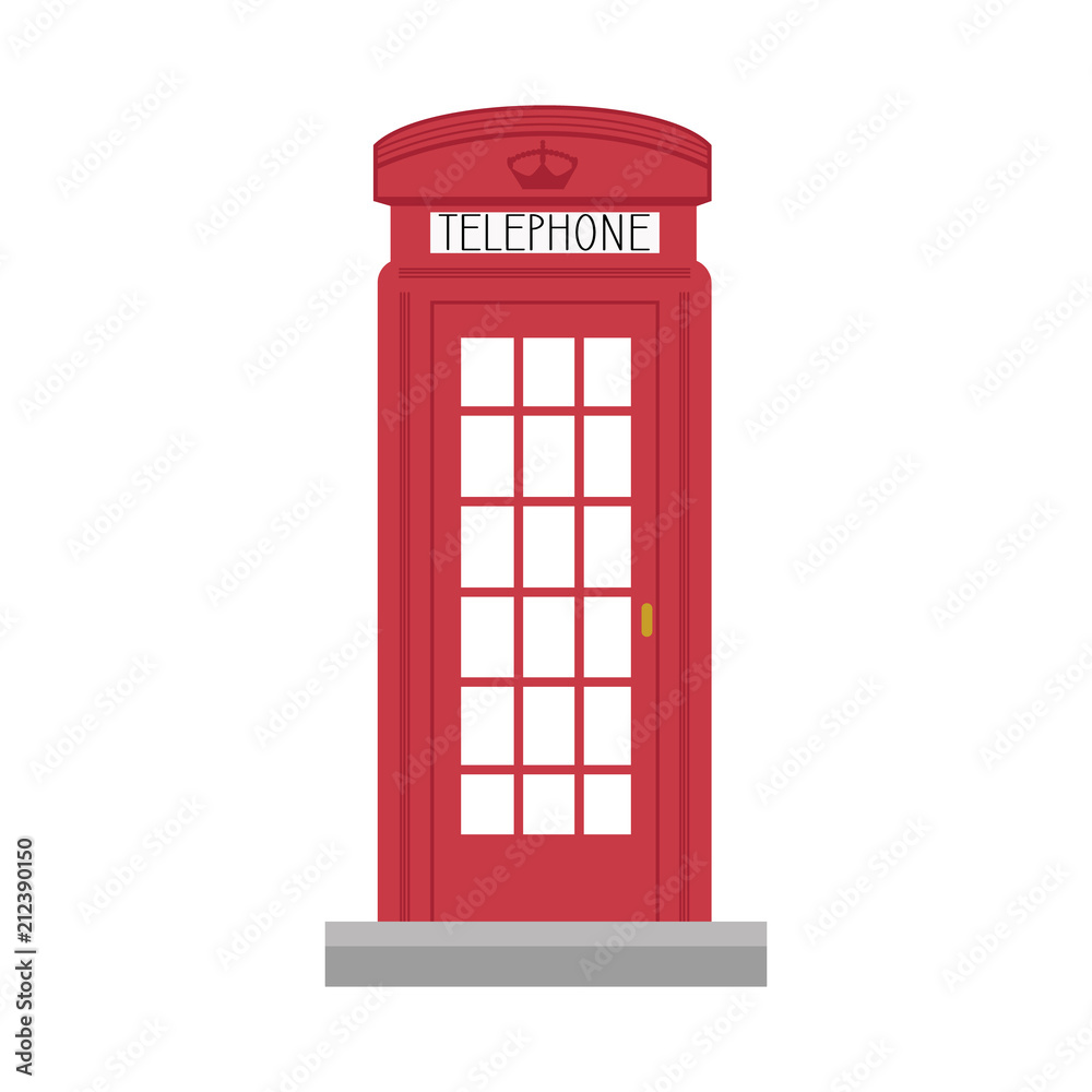 Cute cartoon vector illustration of a telephone box