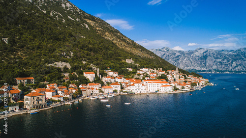 Aerial beautiful view at Perast town. Montenegro © ronedya