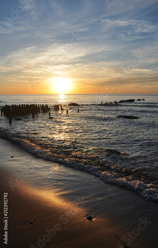 a magical sunset on the Baltic coast of the Kaliningrad region
