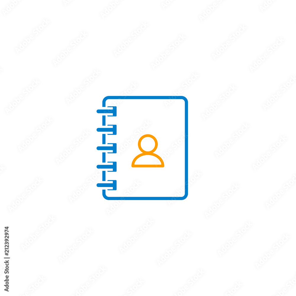 Contacts book line flat icon. Vector isolated illustration Contacts book line flat icon. Vector isolated illustration