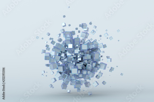 Fototapeta Naklejka Na Ścianę i Meble -  Abstract 3d rendering of geometric shapes. Composition with cubes. Modern background design for poster, cover, branding, banner, placard.
