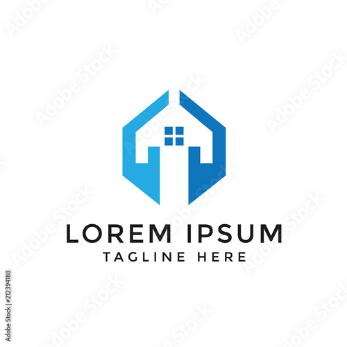 Abstract house hands logo design template. Premium real estate sign. Universal protection care home realty business vector icon. 