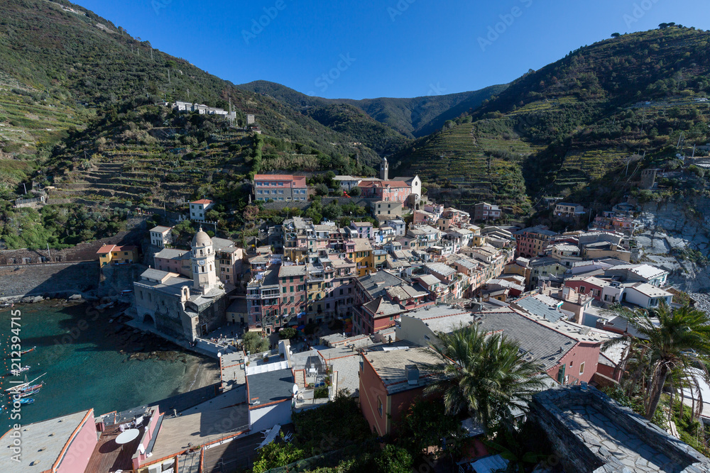 Panoramic view of a coastal town in Italy