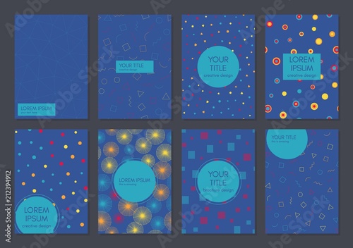 Collection of creative universal covers. Beautiful backgrounds. Applicable for banner, poster, card, cover, invitation, placard. Vector. Isolated.