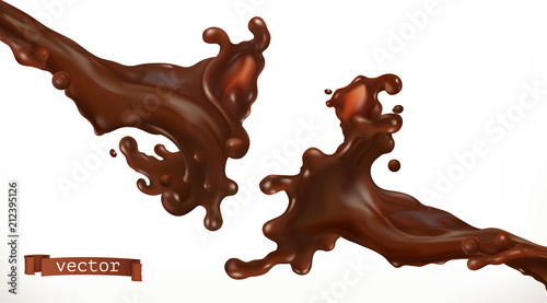 Chocolate splash. 3d realistic vector