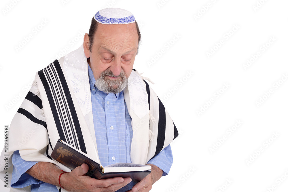 Eldery jewish man wrapped in talit praying Eldery jewish man wrapped in talit praying