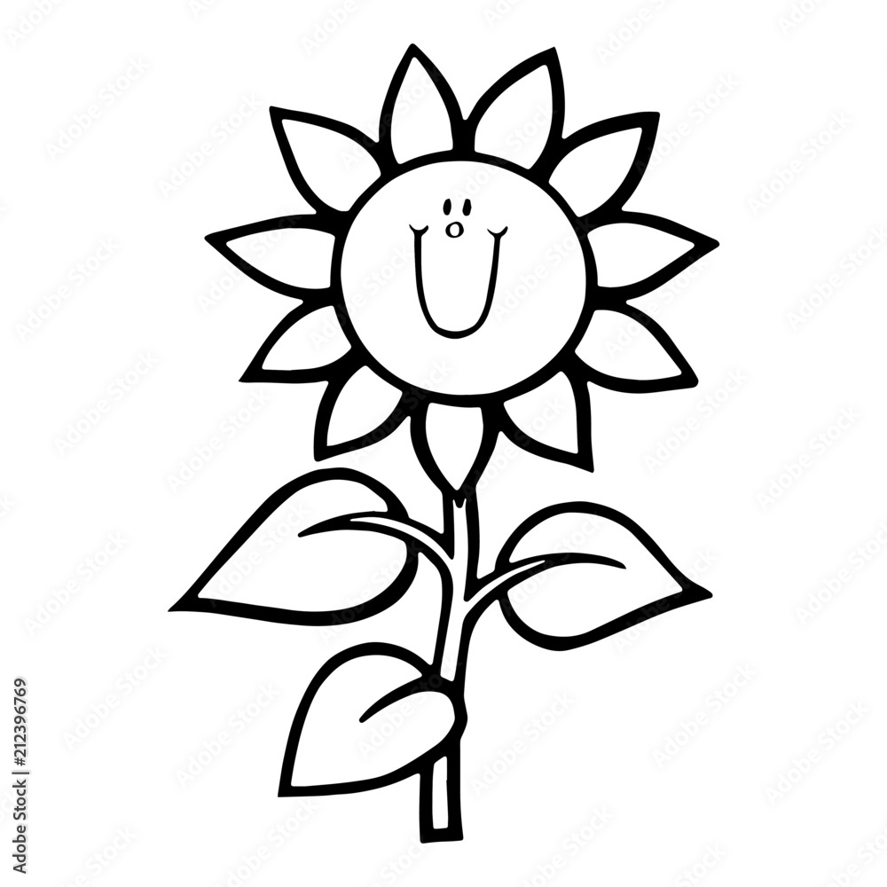 Sunflower cartoon illustration isolated on white background for children  color book Stock Vector | Adobe Stock