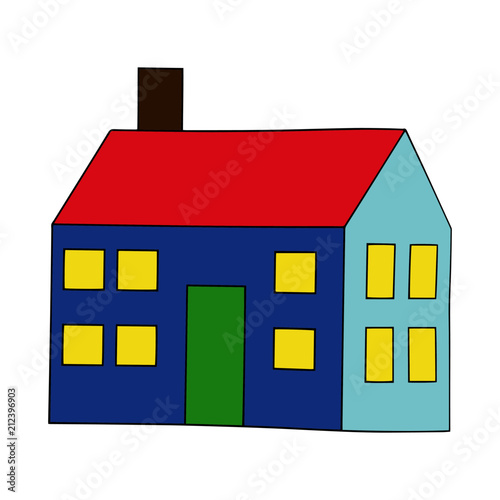 House cartoon illustration isolated on white background for children color book