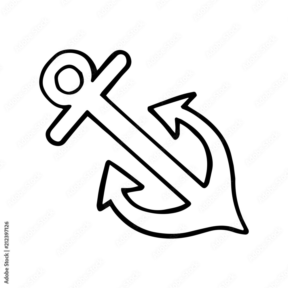 Anchor cartoon illustration isolated on white background for children color book