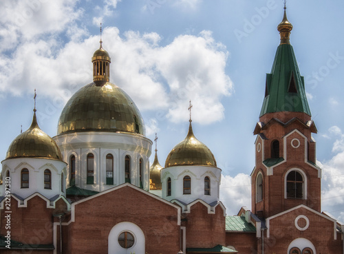 Fragment of St. Andrew's Cathedral in Ust-Kamenogorsk. Religious architecture.