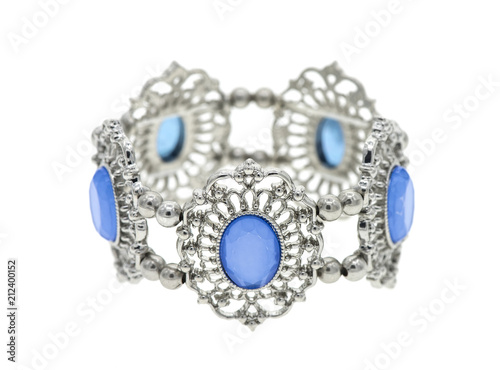 Bracelet with blue stones isolated on white
