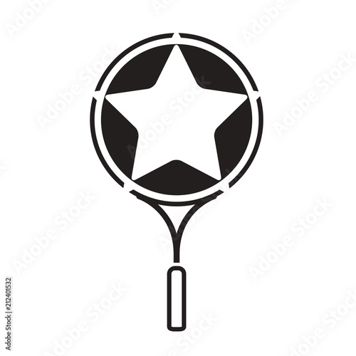 black tennis racket with star shape isolated on white back ground