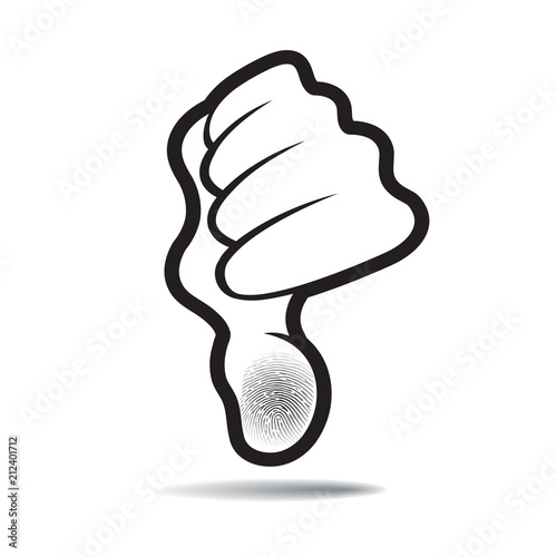 thumb with fingerprint vector drawing