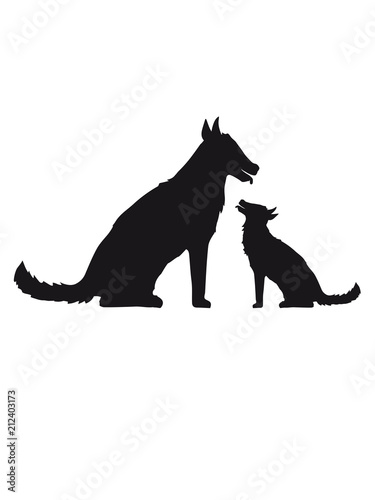 paar p  rchen mama papa familie kind klein junges welpe sitz sitzender hund niedlich s     haustier herrchen frauchen guter good boy girl silhouette schwarz umriss