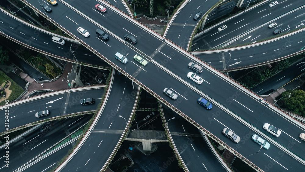 Highway junction aerial view on a cloudy day Highway junction aerial view on a cloudy day