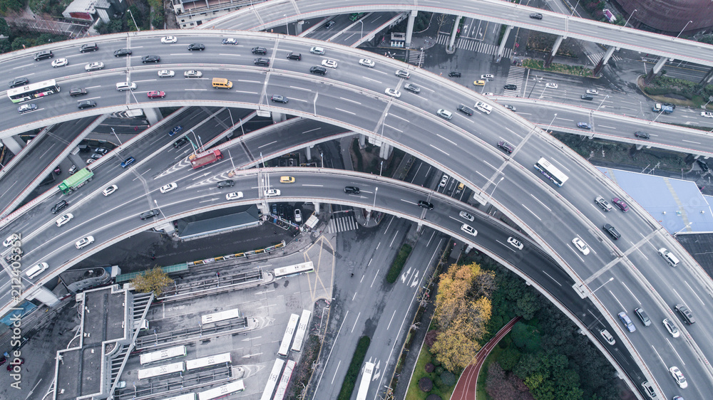 aerial view of Nanpu Bridge in Shanghai