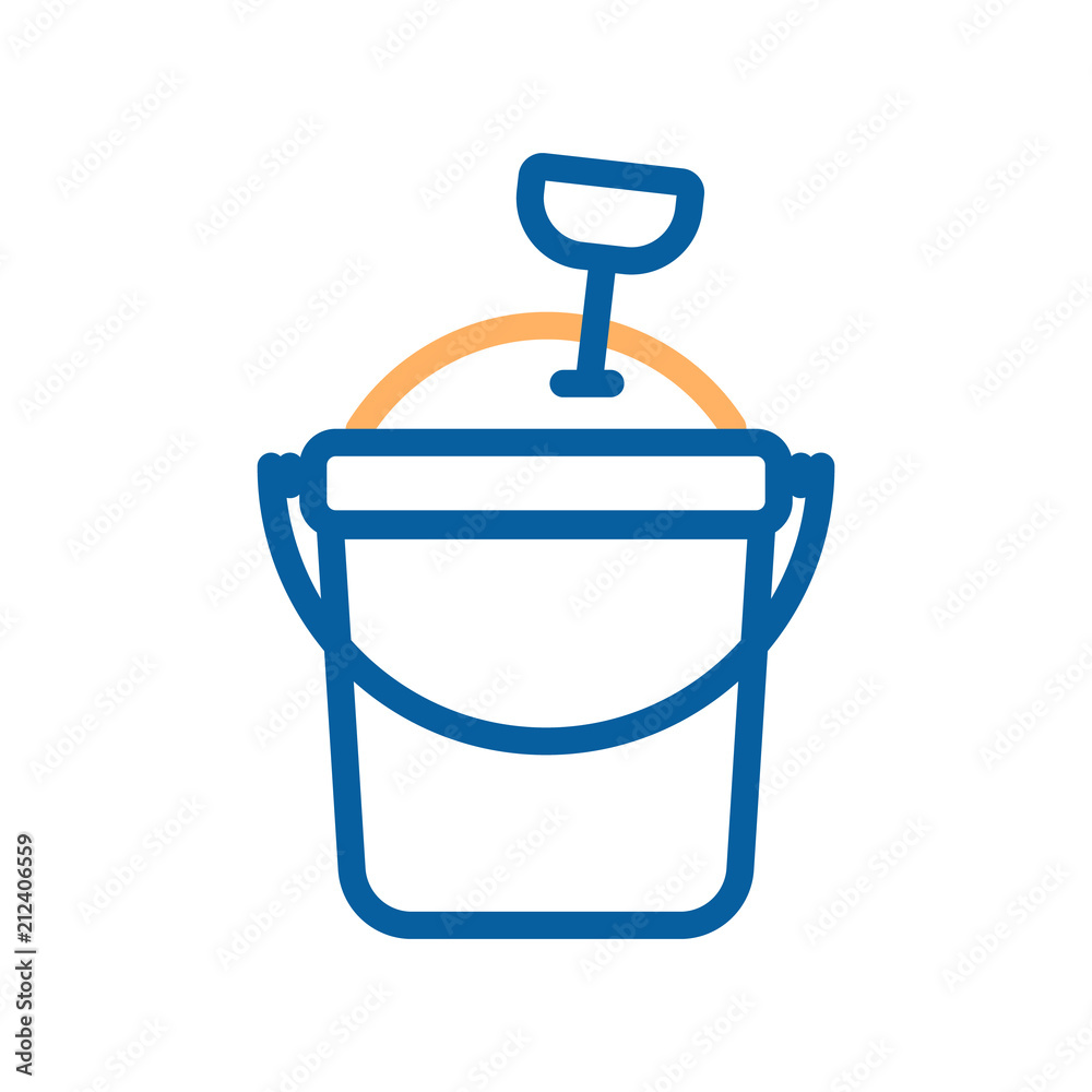 Sand bucket for kids icon. Vector thin line illustration for playgrounds and beach children leisure time. Sand bucket for kids icon. Vector thin line illustration for playgrounds and beach children leisure time.
