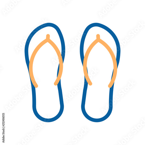 Flip flops beach footwear icon. Vector thin line illustration. Beach and swimming pool sandals. photo