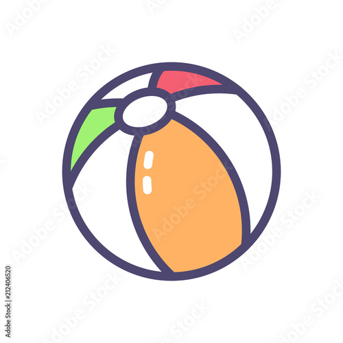 Beach ball icon. Vector filled thin outline illustration for summer and beach leisure fun time photo