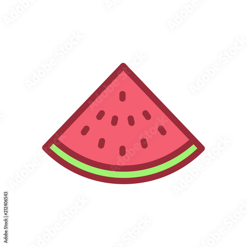 Slice of watermelon icon. Vector filled outline illustration of a fruit