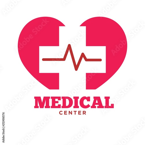 Medical center poster with heart symbol vector illustration