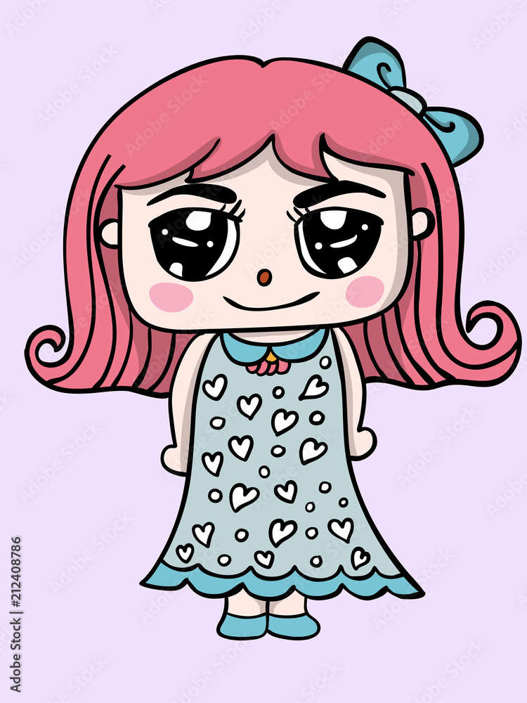 Girl cute character design illustration