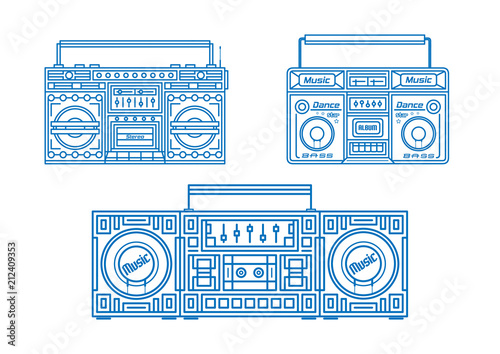 Set of retro tape recorders .Music technology .Retro audio set