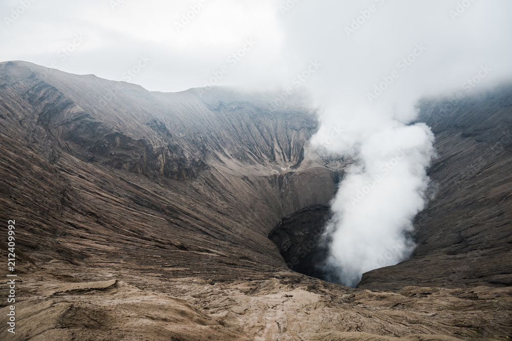 view of volcanic vent of Mount Bromo