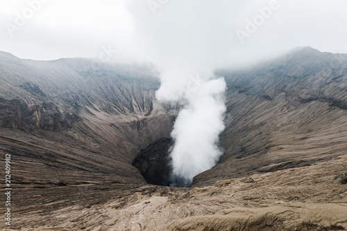view of volcanic vent of Mount Bromo
