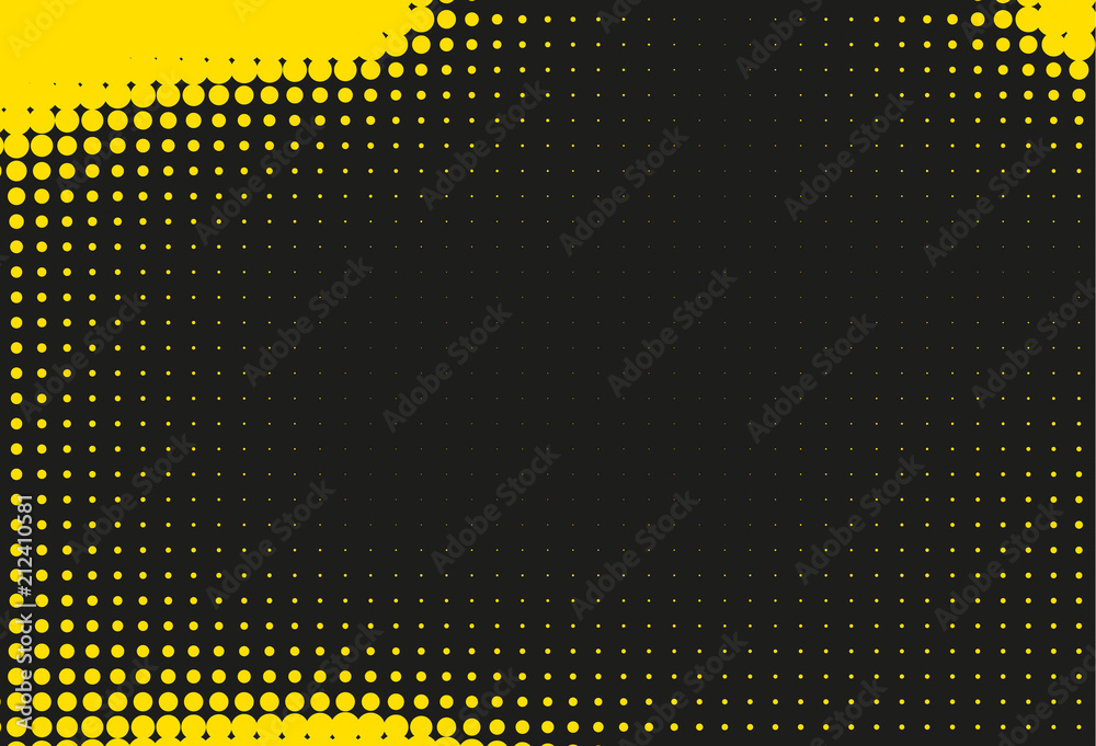 Fototapeta Black and yellow halftone background. Vector illustration