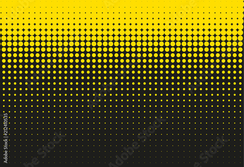 Black and yellow halftone background. Vector illustration