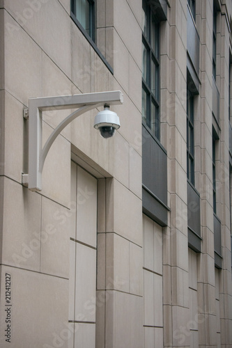 Security Camera on an Old Stone City Building