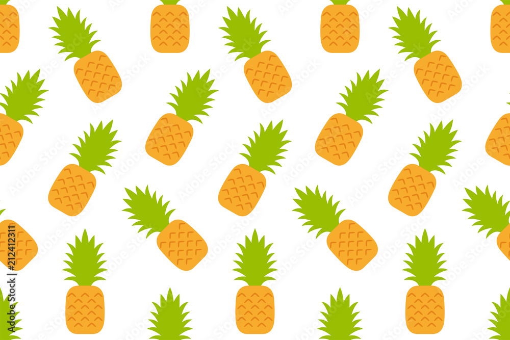 Seamless pattern with Pineapple. flat style. isolated on white background Seamless pattern with Pineapple. flat style. isolated on white background