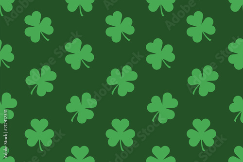 Seamless pattern with Shamrocks. flat style. isolated on green background