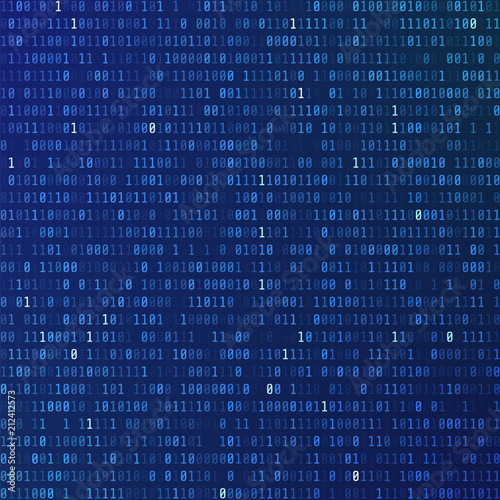 Binary code. Programming encoded information. Technology background. Stream of zeros and ones. matrix of numbers on blue background. Vector illustration