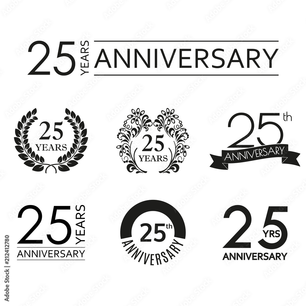 25 Years Anniversary Icon Set 25th Anniversary Celebration Logo