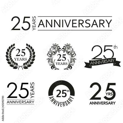 25 Years Anniversary Icon Set 25th Anniversary Celebration Logo Design Elements For Birthday Invitation Wedding Jubilee Vector Illustration Stock Vector Adobe Stock