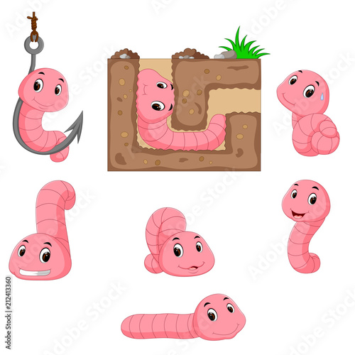 collection of worm cartoon