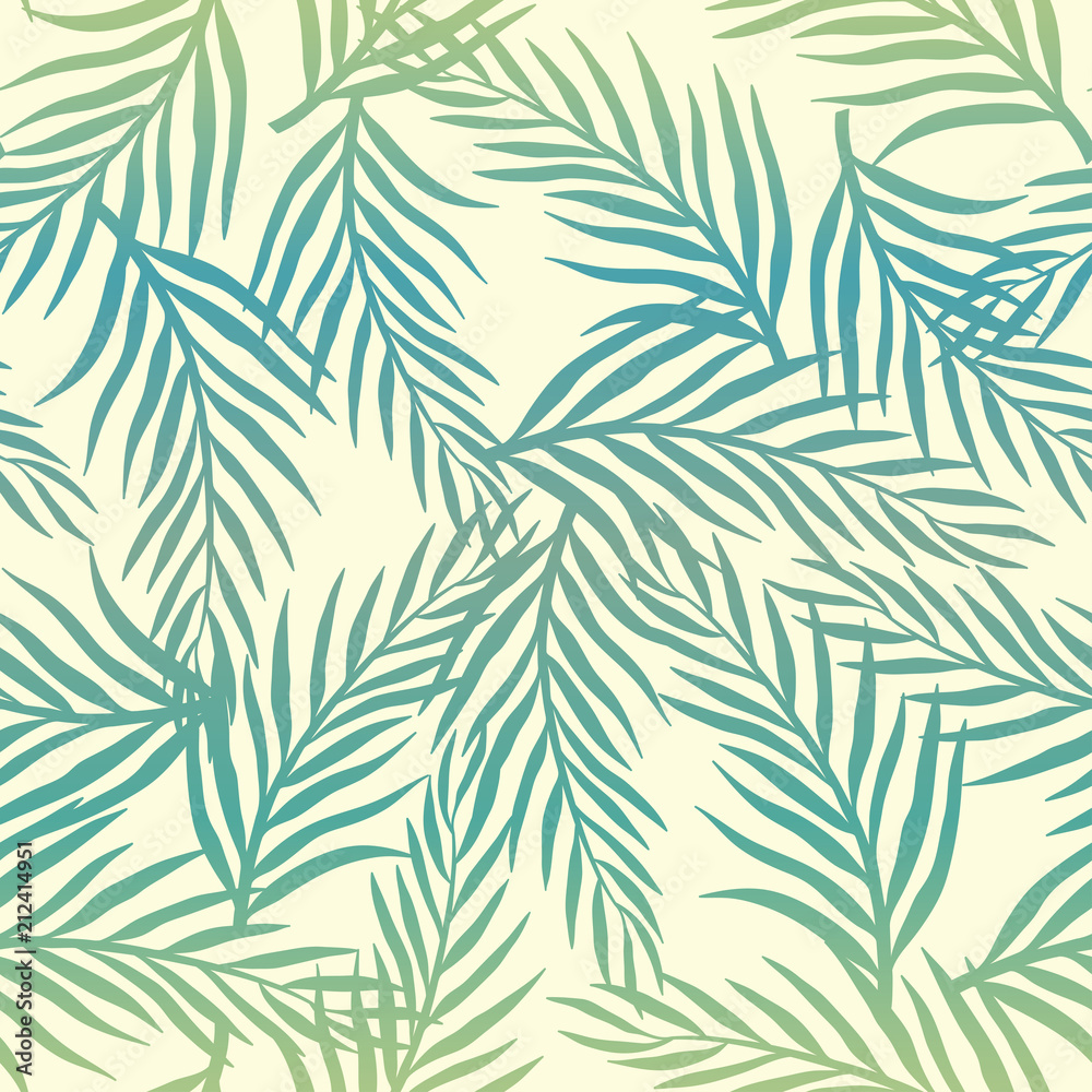 Tropical background with palm leaves. Seamless floral pattern. Summer vector illustration Tropical background with palm leaves. Seamless floral pattern. Summer vector illustration