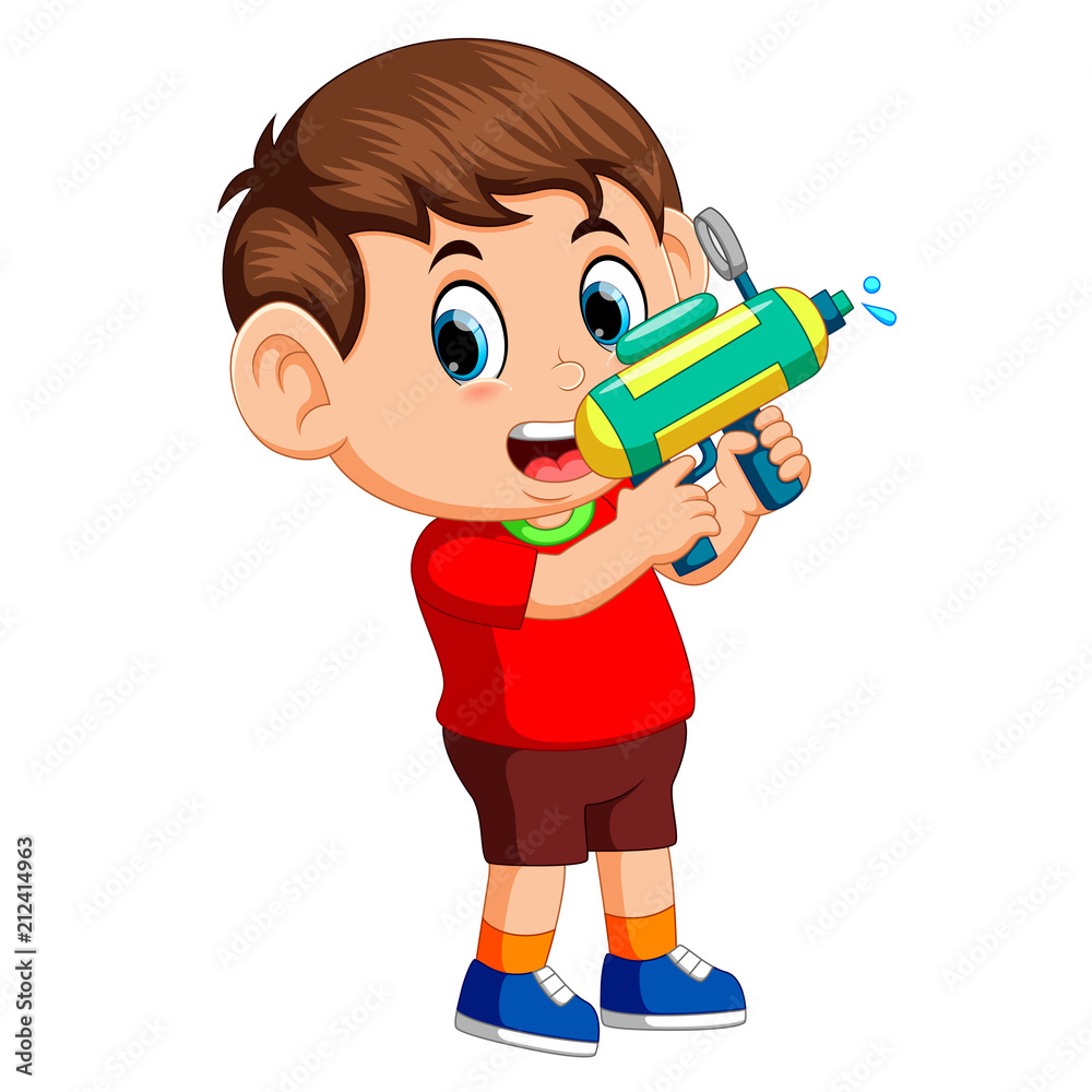 Boy playing with water gun Boy playing with water gun