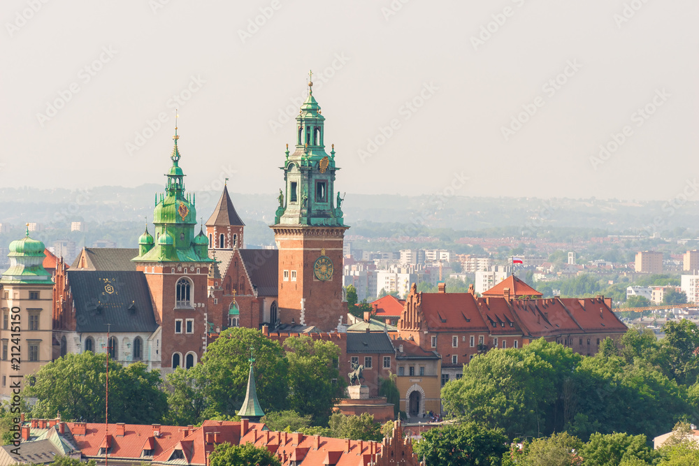 Krakow, Poland - August 11, 2017: View of the medieval Wawel Castle on a sunny day