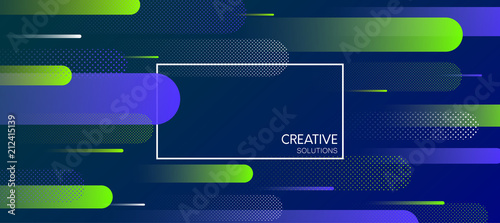 Blue creative solutions background with geometric pattern.