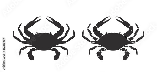 Crab silhouette. Logo. Isolated crab on white background photo