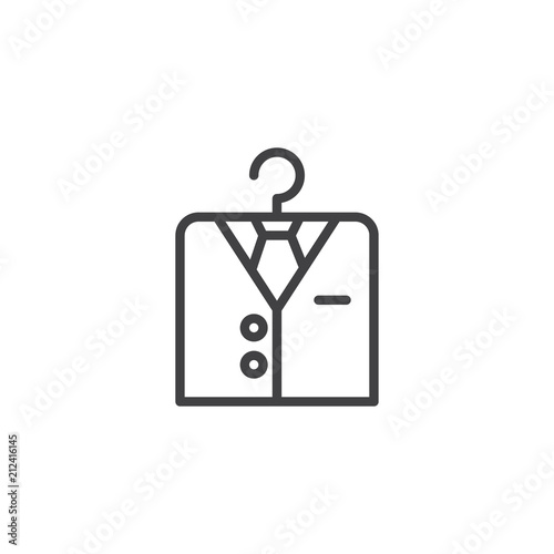 Shirt on hanger outline icon. linear style sign for mobile concept and web design. Office Clothes simple line vector icon. Symbol, logo illustration. Pixel perfect vector graphics