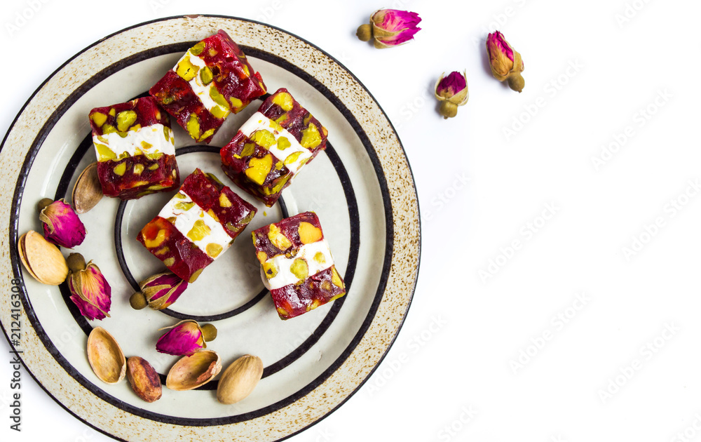 turkish delights with pistachios and rose