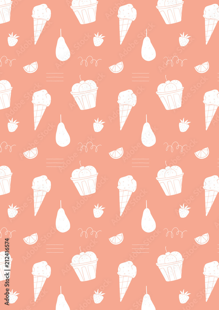 Summer pattern background. Ice cream wallpaper Stock Illustration | Adobe  Stock