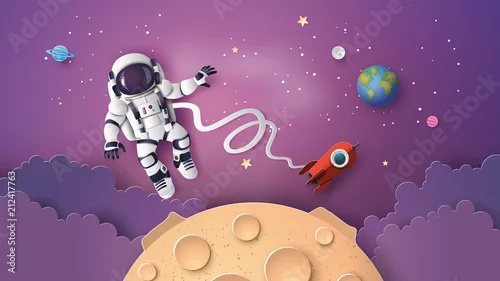 Obraz Astronauta Astronauta unoszący się w stratosferze.