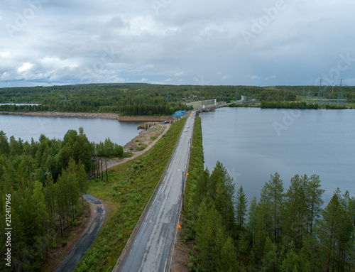 Wallpaper Mural Valajaskoski Rovaniemi Finland, on of the damns at Kemijoki river on a rainy summer day Torontodigital.ca