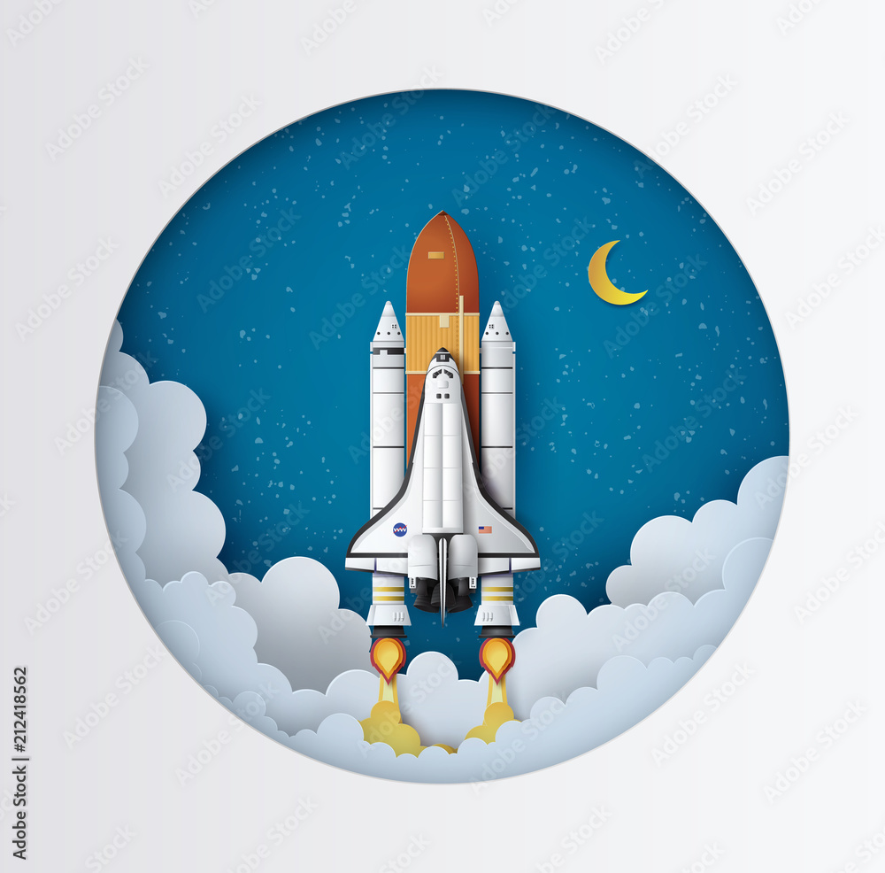 Obraz premium Space shuttle taking off on a mission