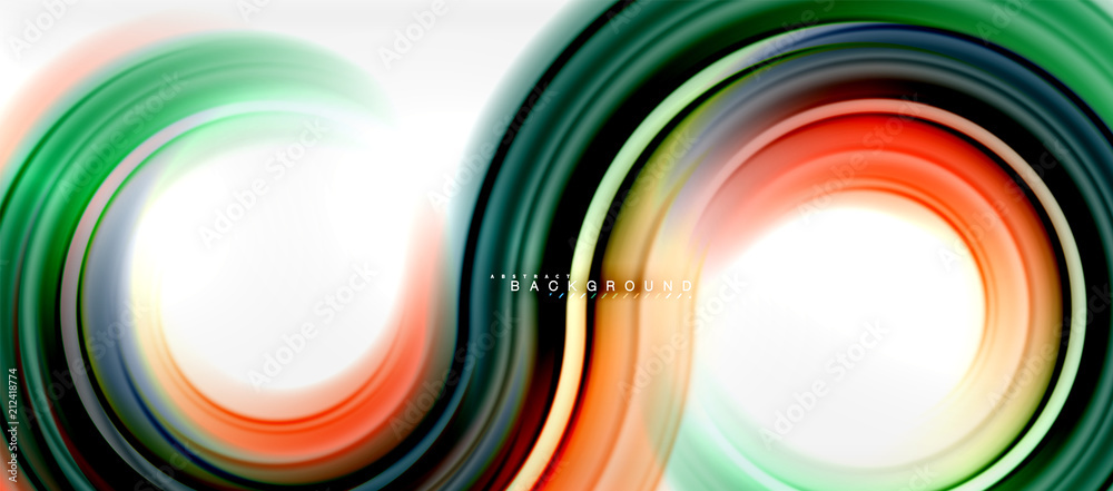 Rainbow fluid color line abstract background - swirl and circles, twisted liquid colours design, colorful marble or plastic wavy texture backdrop, multicolored template for business or technology Rainbow fluid color line abstract background - swirl and circles, twisted liquid colours design, colorful marble or plastic wavy texture backdrop, multicolored template for business or technology